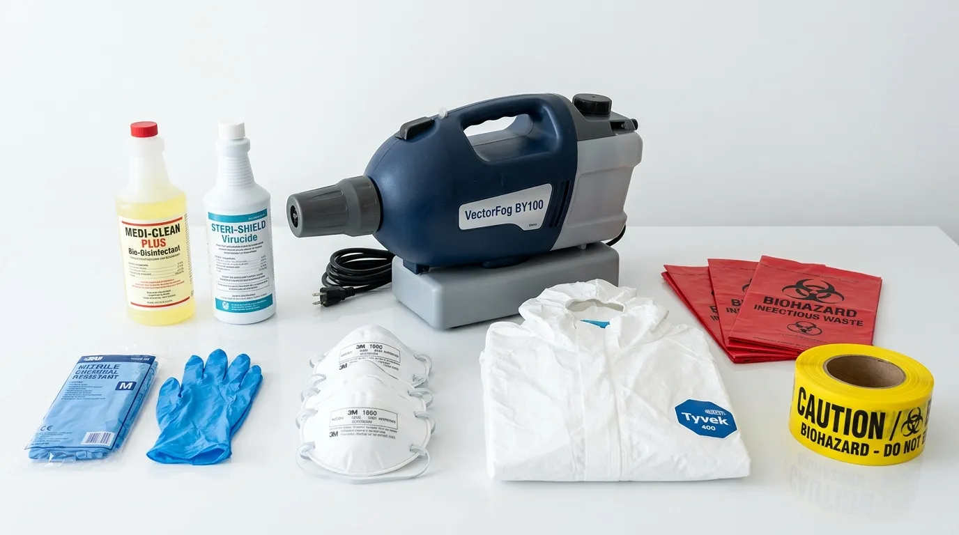 Professional biohazard remediation crew working in Manorville