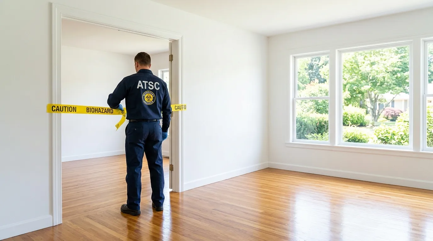 Certified biohazard cleanup crew performing Decomposition Cleanup in Manorville